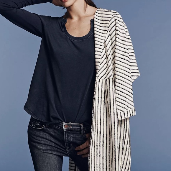NWT Anthropologie Elevenses Bellport Jacket size Medium open front blue combo - Picture 12 of 13